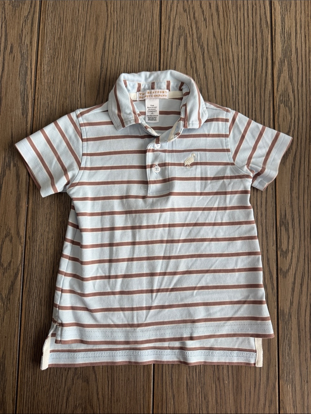 Beaufort Bonnet Prim & Proper Polo Gray Bay Brown Stripes Worth Avenue White